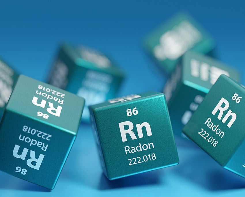 Radon gas is a naturally occurring radioactive gas that forms when uranium breaks down in soil and rock