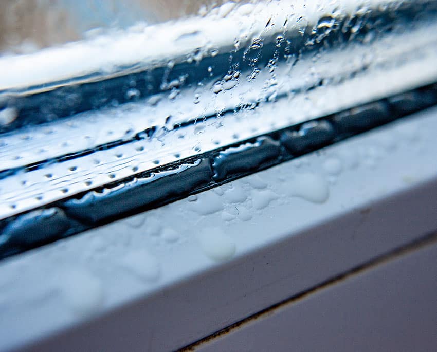 In colder climates warm, moist air meets cold surfaces and forms condensation